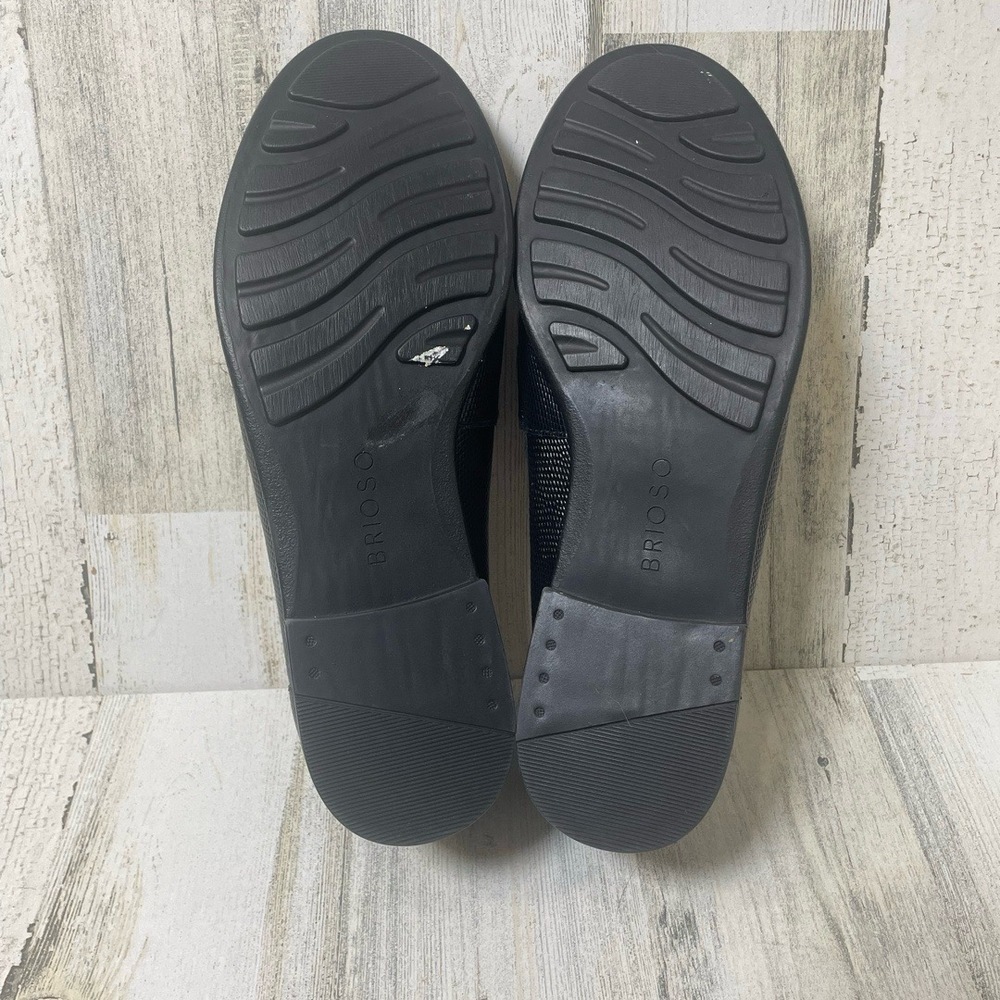Brioso Frisco Lizard Embossed Leather Loafers Black size 8 Comfort Studded - Picture 7 of 7